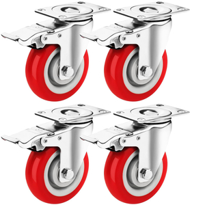 Περιστρεφόμενοι τροχοί ασφαλείας βαρέως τύπου με διπλό κλείδωμα κόκκινου πλάκας Pu