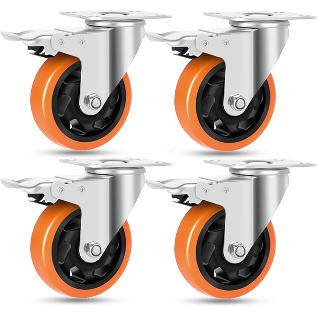 Casturi pivotante de 4 inci cu set de frână de 4 