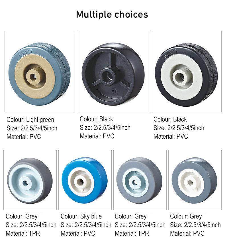 2-4 tommer PVC drejelige hjul til kontorstolm&oslash;bler