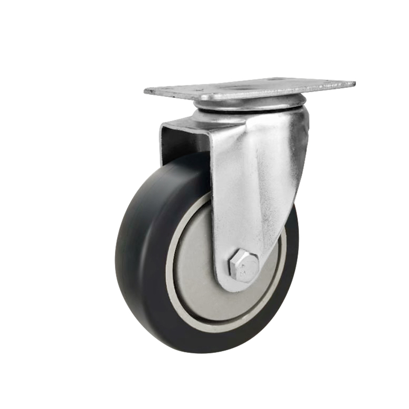 สีดำสีเทา PP PU TPR หมุนล้อล็อคล้อรถเข็นล้อล็อคคงที่