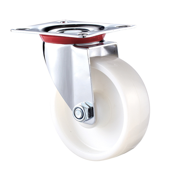 200 mm b&iacute;l&aacute; Brzdov&yacute; v&aacute;lec s polyamidov&yacute;m kolečkem &Oslash;