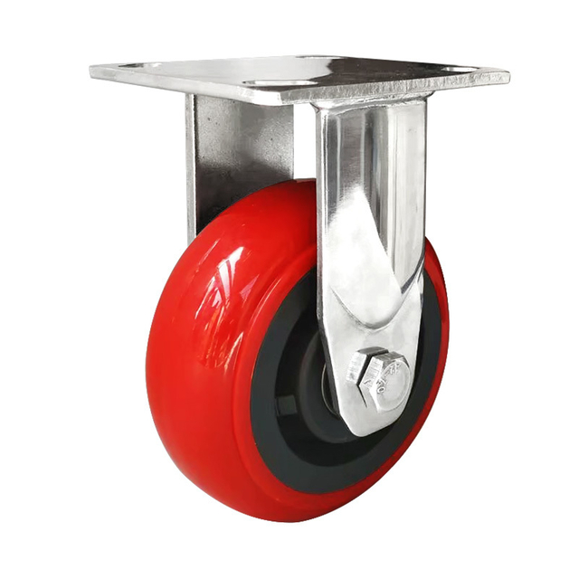 हेवी ड्यूटी स्टेनलेस स्टील कॉस्टर 4 इंच पॉलीयुरेथेन एंटीरस्ट व्हील 