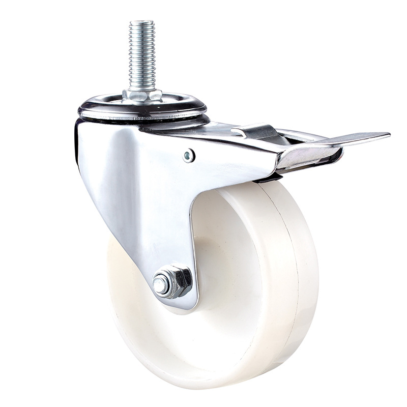 200 mm b&iacute;l&aacute; Brzdov&yacute; v&aacute;lec s polyamidov&yacute;m kolečkem &Oslash;