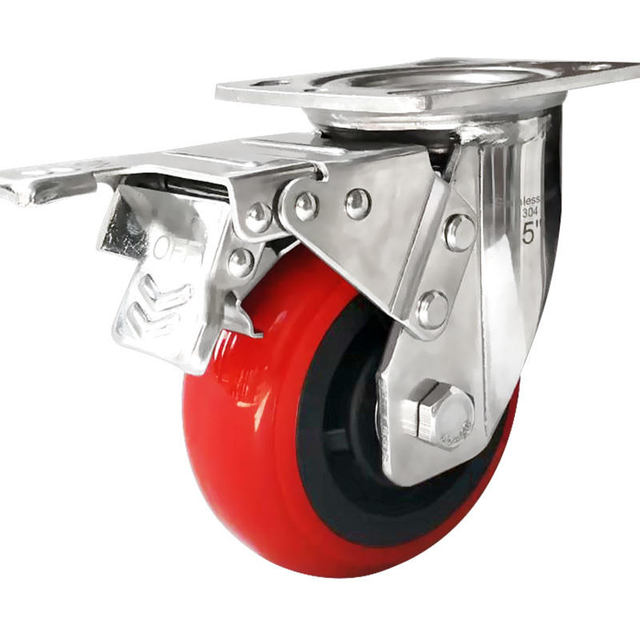 हेवी ड्यूटी स्टेनलेस स्टील कॉस्टर 4 इंच पॉलीयुरेथेन एंटीरस्ट व्हील 