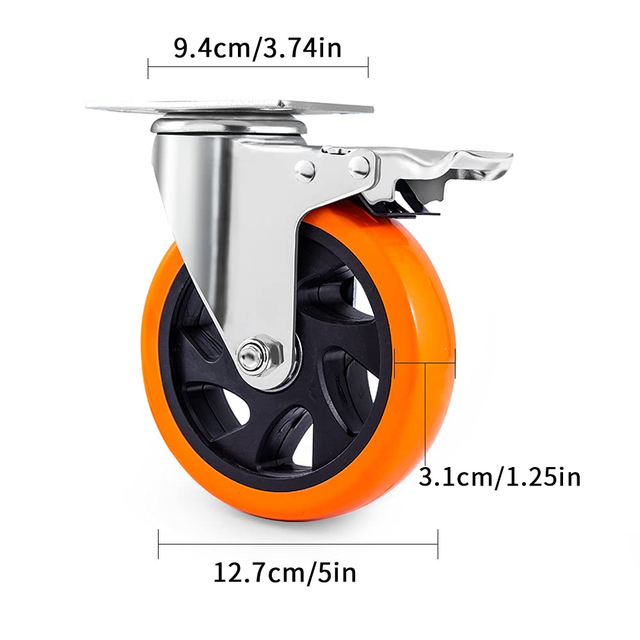 Casturi pivotante de 4 inci cu set de frână de 4 